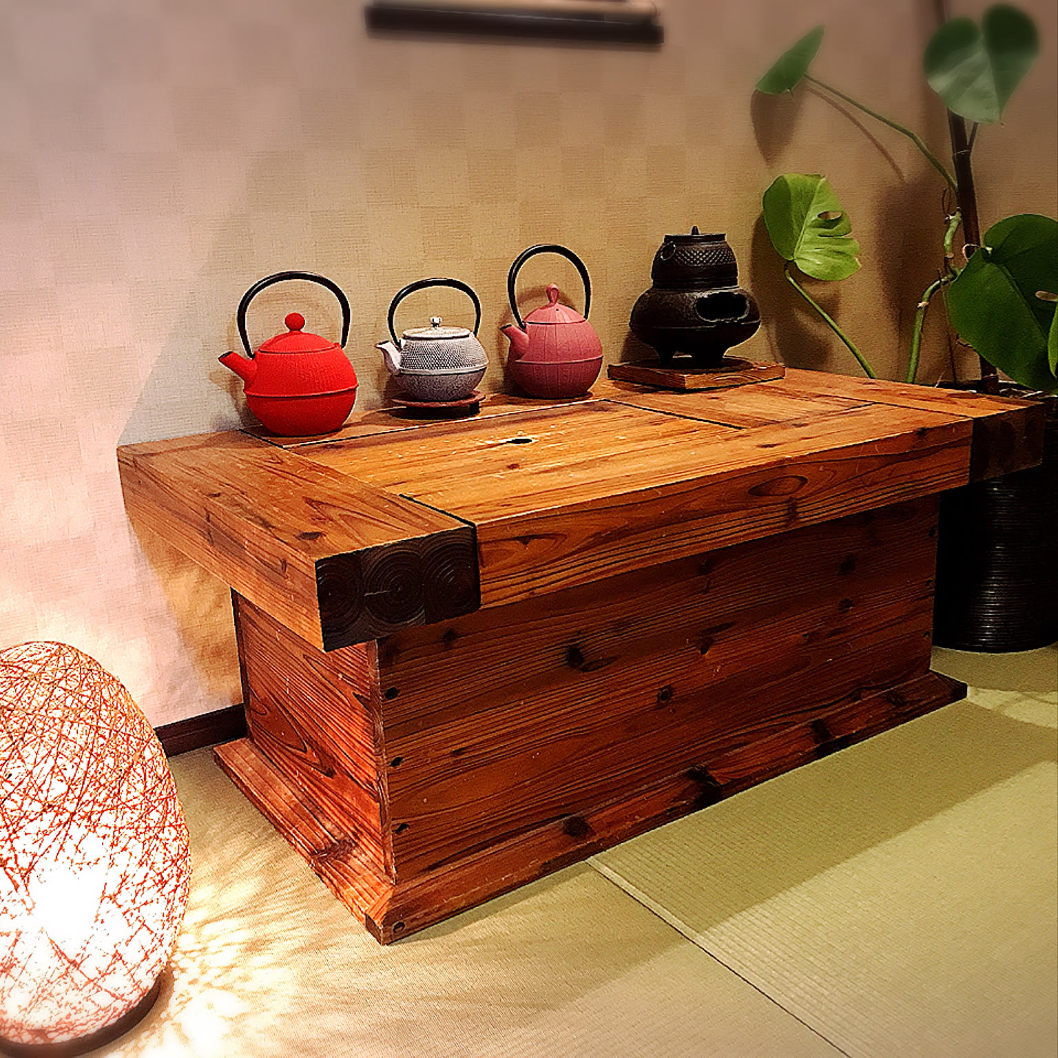 鉄瓶 囲炉裏のおしゃれなアレンジ・飾り方のインテリア実例