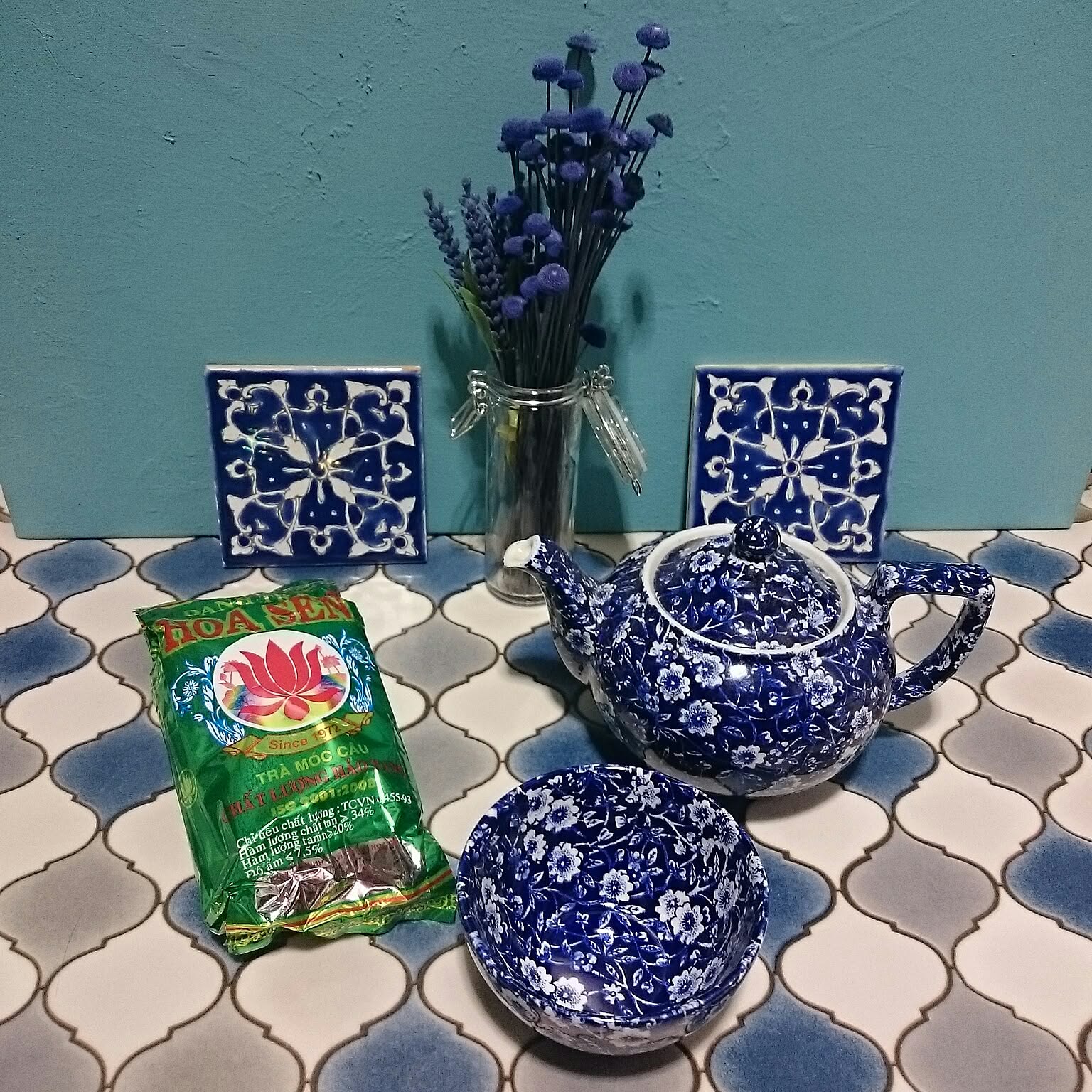 イギリス　バーレイ　キャリコ柄タイル2枚付き　トレイ イギリスバーレイキャリコ柄タイル2枚付きトレイ