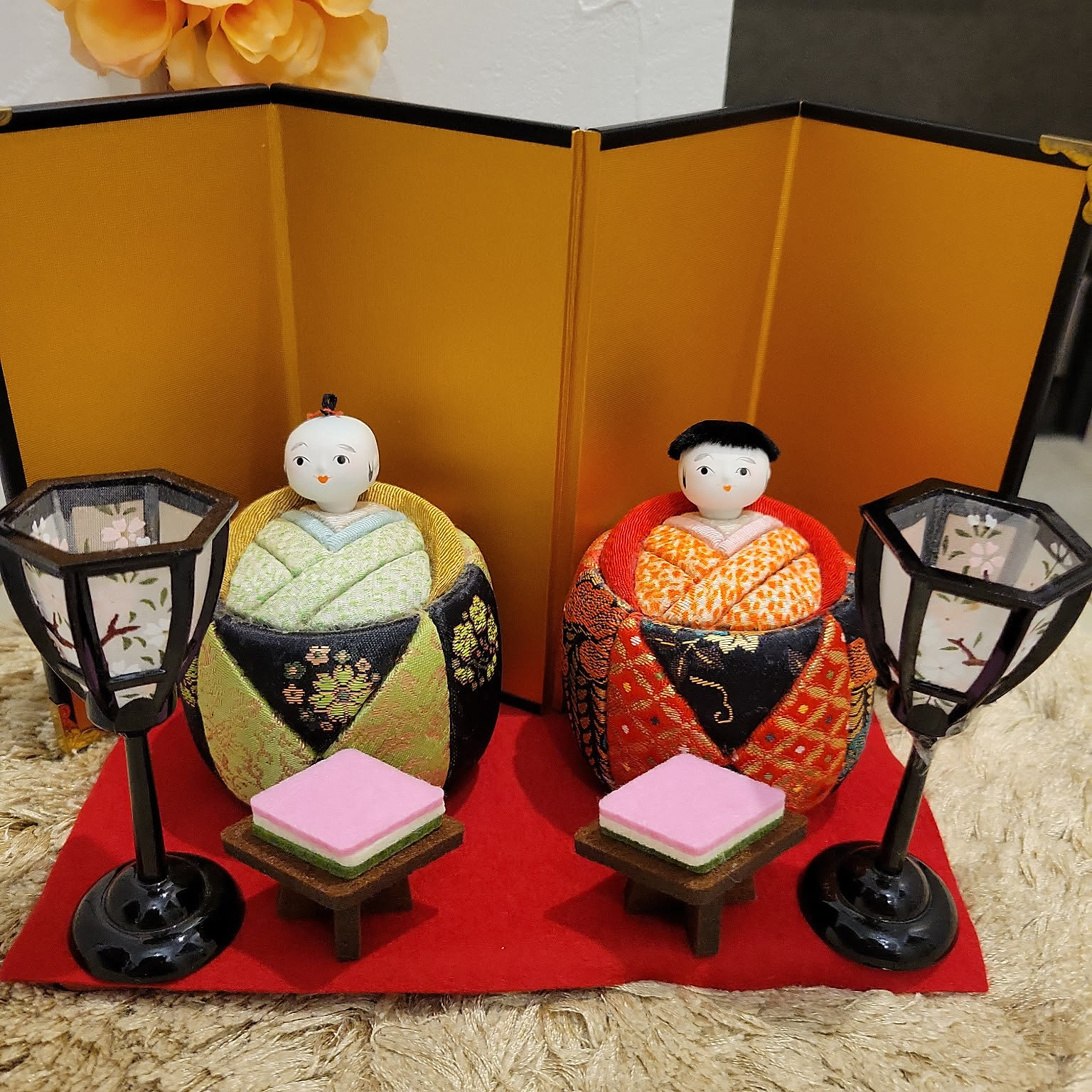 雛人形 立ち雛 お雛様 ハンドメイド 手作り 古布 縮緬（ひな祭り