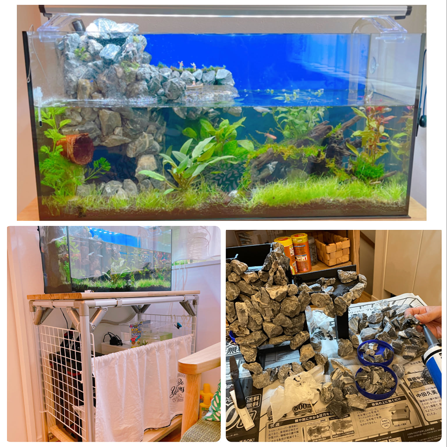 ワゴンDIY/ジオラマ作成/ビオトープ/アクアリウム/メダカの水槽など