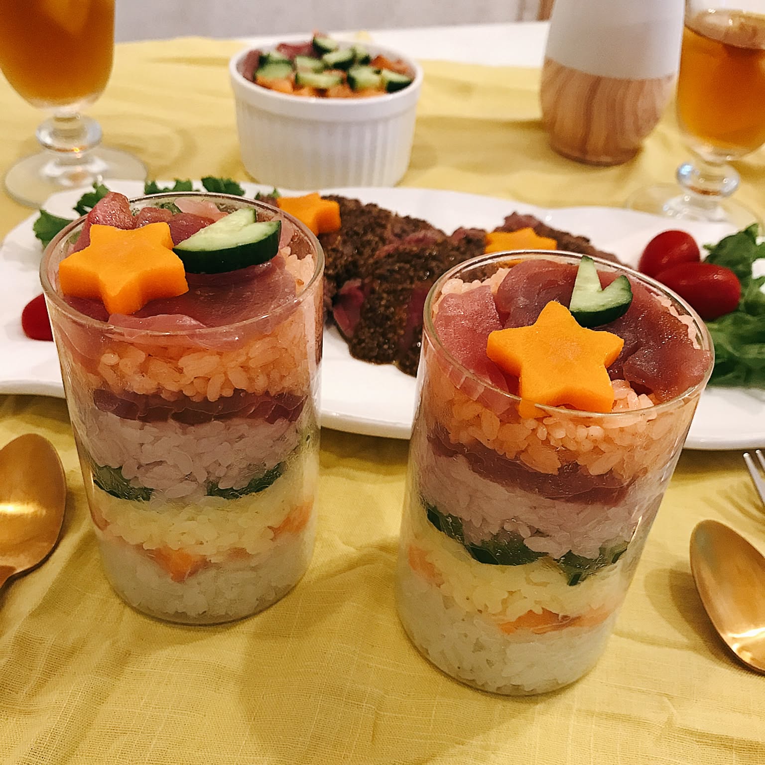 竹型冷麦容器 グリーン・ブルー 10個セット