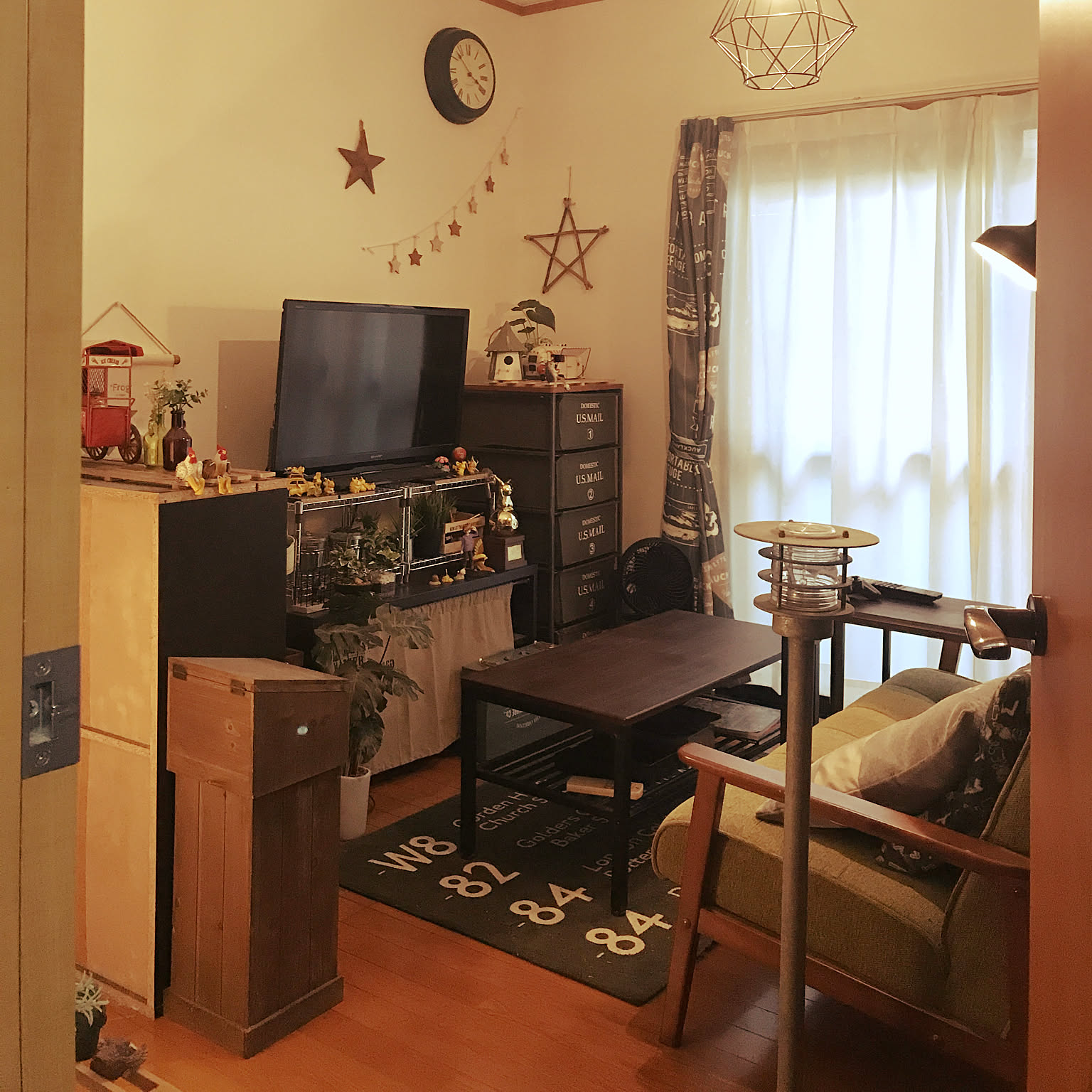 一人暮らし グリーン系のレイアウト・おしゃれなインテリア