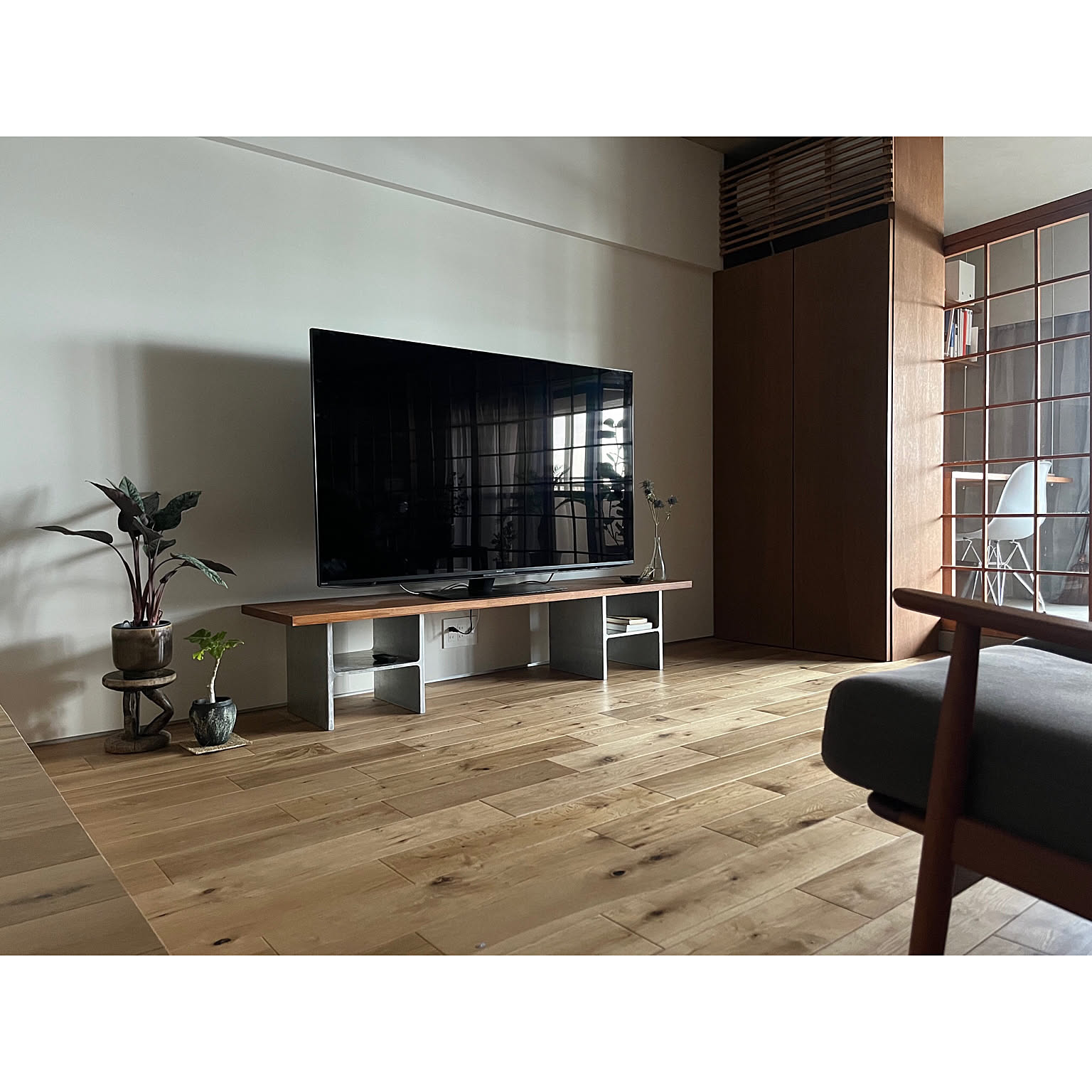 ハンドメイド シャビーなテレビ台 120 アンティークホワイト