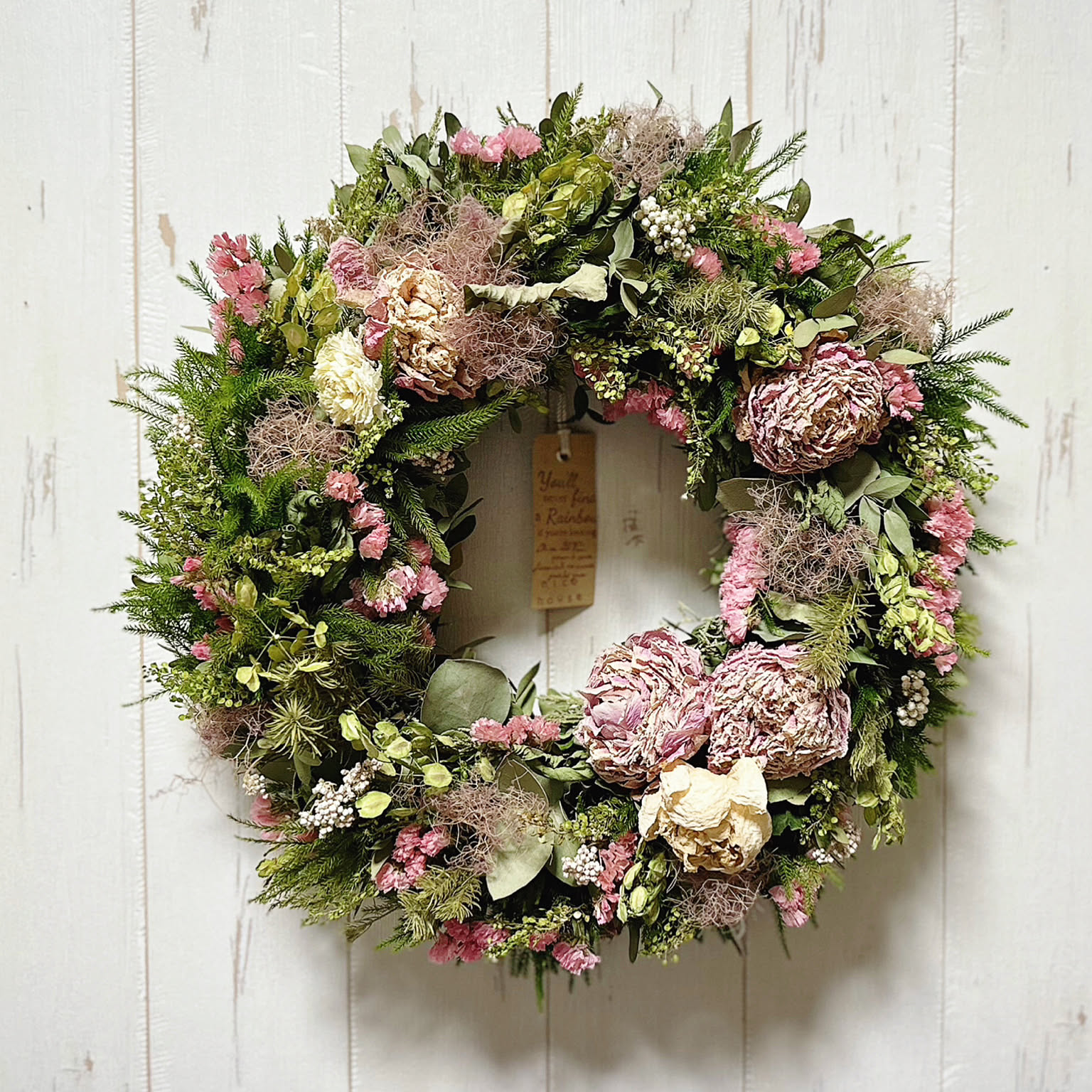 プリザーブドフラワーリース♡ベージュピンク✖︎ブラウンのリース