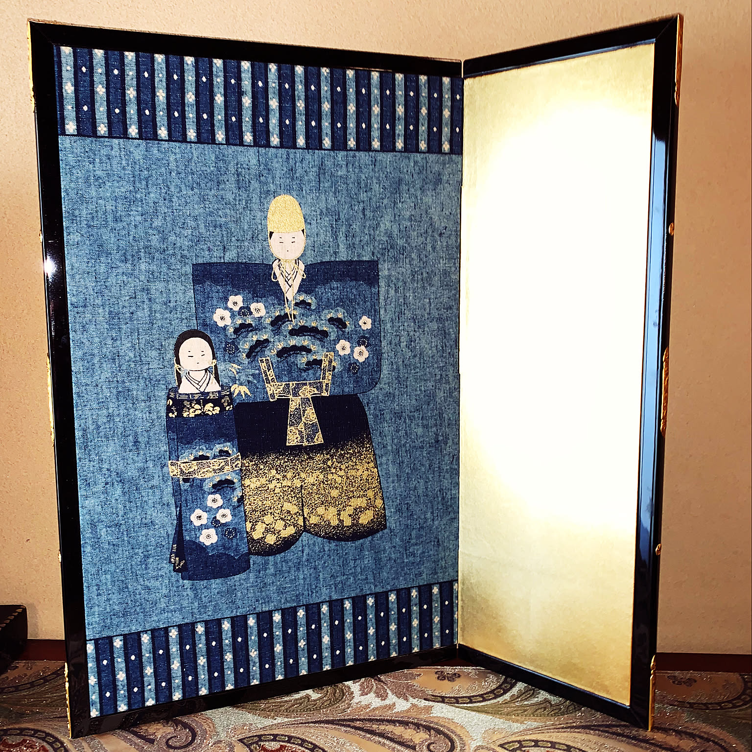 【いいね！不要】ハンドメイド　リメイク　　大正ロマン　衝立　パーティション　屏風 いいね！不要】ハンドメイド リメイク 大正ロマン 衝立 パーティション