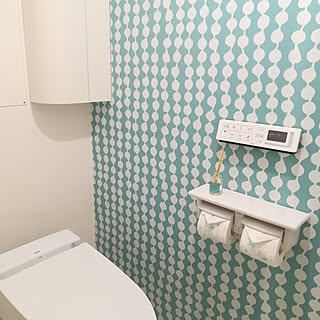 バス/トイレ/トイレのインテリア/トイレットペーパーホルダー/トイレの壁/水色×白...などのインテリア実例 - 2020-12-11 15:30:52