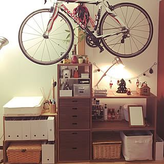 部屋全体/無印良品/無印良品 スタッキングシェルフ/自転車壁掛け/ロードバイク...などのインテリア実例 - 2017-11-30 18:57:21