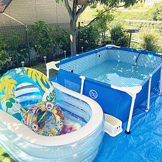 花水木の下で/日除け対策/にわのある暮らし/今日も夏日☀️/プールの水半端ない...などのインテリア実例 - 2022-08-11 09:19:35