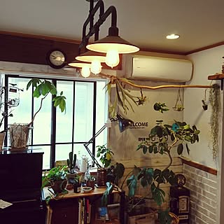 机/ブリックタイル/板壁DIY/観葉植物のある部屋/かべがみや本舗さん...などのインテリア実例 - 2017-04-27 08:53:47