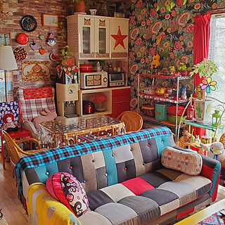 爆売れ♪ 人気 かわいい ソファー ローソファー カラフル パッチワーク