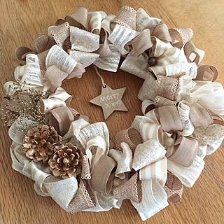 確認用】Maison de 踏ん張り ecru* ハンドメイド＊ リボンリース