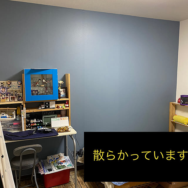 壁/天井/アクセントクロス ブルーグレー/長女の部屋/アクセントクロス/DIY...などのインテリア実例 - 2024-04-15 15:54:47