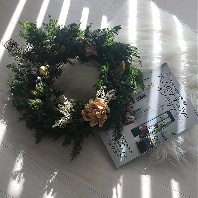 リビング/ありがとうございました/手作りリース/ハンドメイド/クリスマスリース...などのインテリア実例 - 2017-12-12 13:32:56