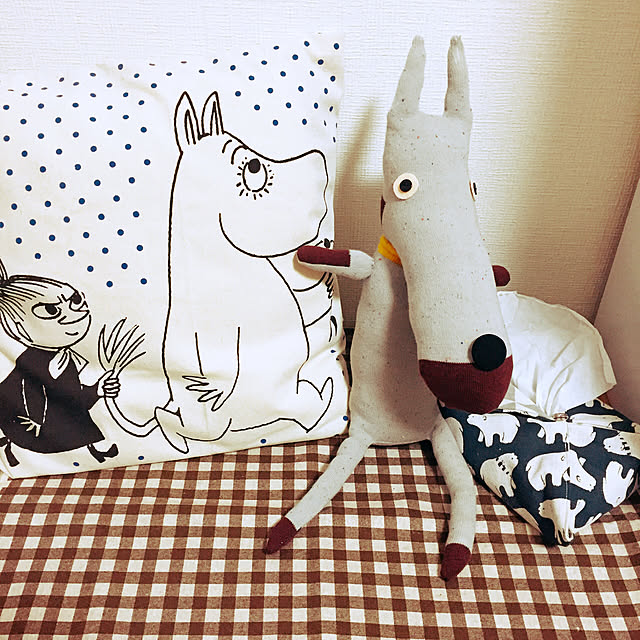ベッド周り/クッション/100円ショプ布/ムーミン/ソックモンキー風...などのインテリア実例 - 2019-02-16 11:20:59