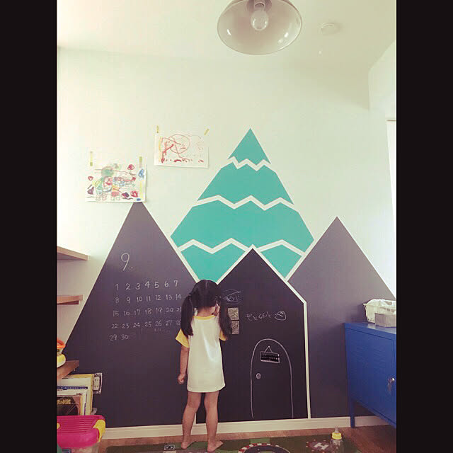 黒板塗料/年の差兄妹/黒板壁DIY/子どもがいる家/壁/天井...などのインテリア実例 - 2019-10-12 13:55:12