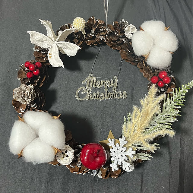 クリスマスリース❤︎/クリスマスリース手作り/クリスマスリースハンドメイド/クリスマスリース/1人暮らし 1Ｋ...などのインテリア実例 - 2022-12-01 23:45:23