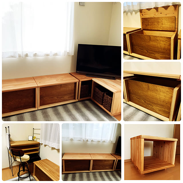 収納ボックスDIY/収納ボックスふた付き/テレビボードDIY/蜜蝋ワックス/DIYのある暮らし...などのインテリア実例 - 2021-04-29 19:32:05