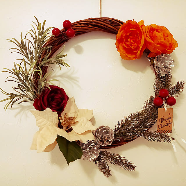 壁/天井/クリスマス/リース 手作り/ハンドメイド/ダイソーのインテリア実例 - 2020-12-06 22:53:49