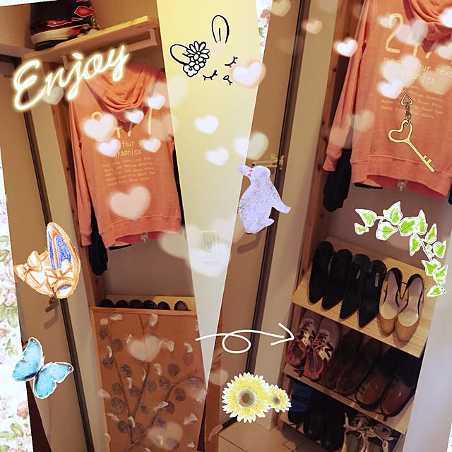 玄関/入り口/もう少しどうにかしたい/久しぶりに投稿♡/ウェディングツリー/ヘルメット置き棚...などのインテリア実例 - 2017-07-05 11:44:11
