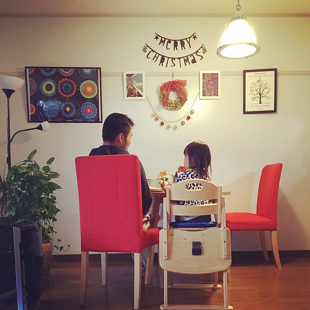 壁/天井/クリスマスリース/ある日の朝ごはん/父と娘/marimekko...などのインテリア実例 - 2015-11-25 22:45:36
