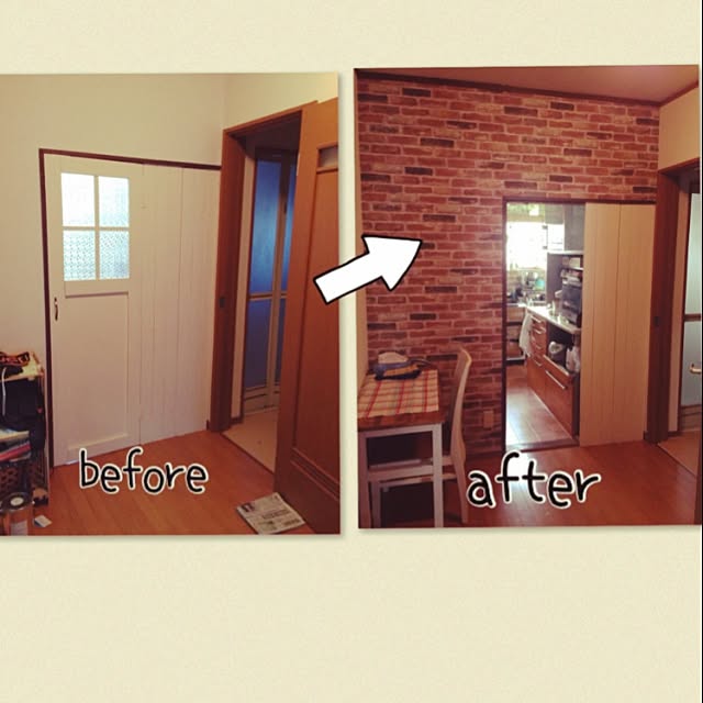壁/天井/レンガ壁紙/DIY/机DＩＹ/わかりにくくてすみませんのインテリア実例 - 2015-02-08 14:33:21