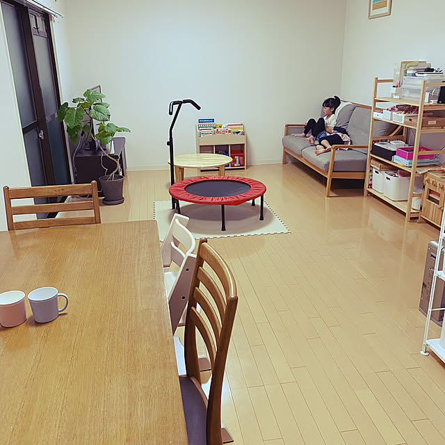 harunakoのニトリ-3人用布張りソファ(アルナスKD LGY/LBR) の家具・インテリア写真