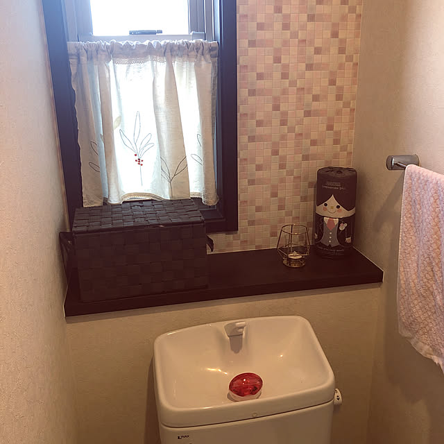 ピンク/タイル風クロス/初投稿/IKEA/バス/トイレのインテリア実例 - 2020-01-15 10:27:58