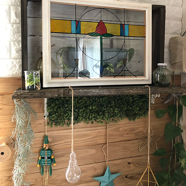 ガーデン雑貨/観葉植物/ダイソー/アクセントウォールDIY/カフェ風...などのインテリア実例 - 2019-04-27 08:12:32
