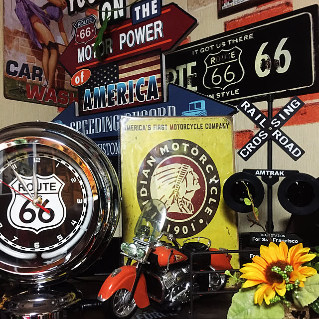 アメリカンネオンクロック ガスランプ ROUTE66(ルート66 アメリカンネオンクロック ガスランプ ROUTE66(ルート66