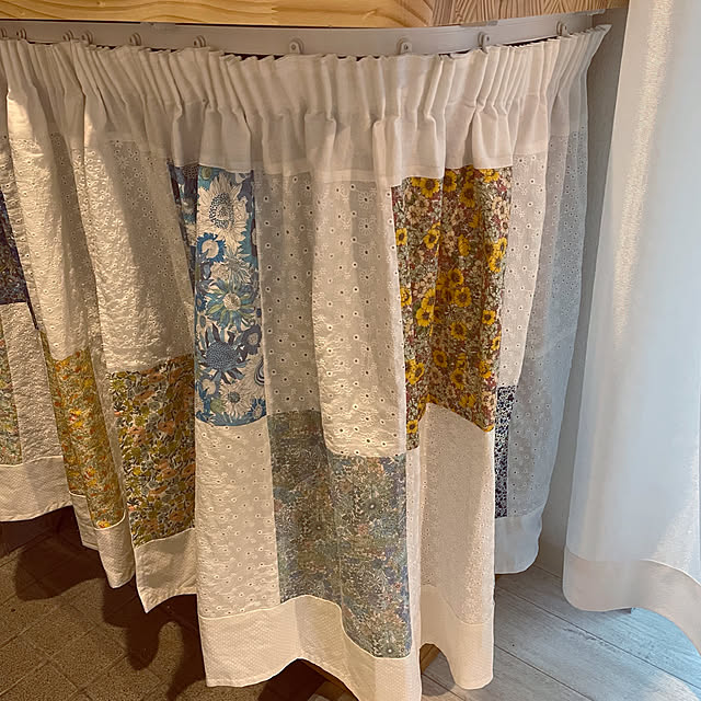 カーテン 手作り/ハンドメイド/リバティ生地/げた箱収納/パッチワーク...などのインテリア実例 - 2021-03-11 17:49:52