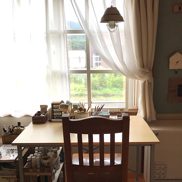 壁掛け時計DIY/和室を洋室に/障子枠リメイク/SMD電球ペンダントライト リメイク/壁紙ペイントリメイク...などのインテリア実例 - 2020-09-04 20:06:51