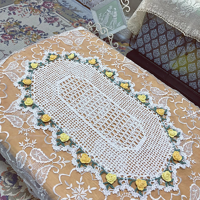 レース編み好き♡/薔薇のテーブルセンター/コメントお気遣いなく/100均レース糸/コメントのお返事ができません...などのインテリア実例 - 2021-07-09 11:47:12