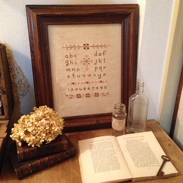ハンドメイド/クロスステッチ/クロスステッチ刺繍/アンティーク/アンティーク洋書...などのインテリア実例 - 2015-09-10 22:28:39