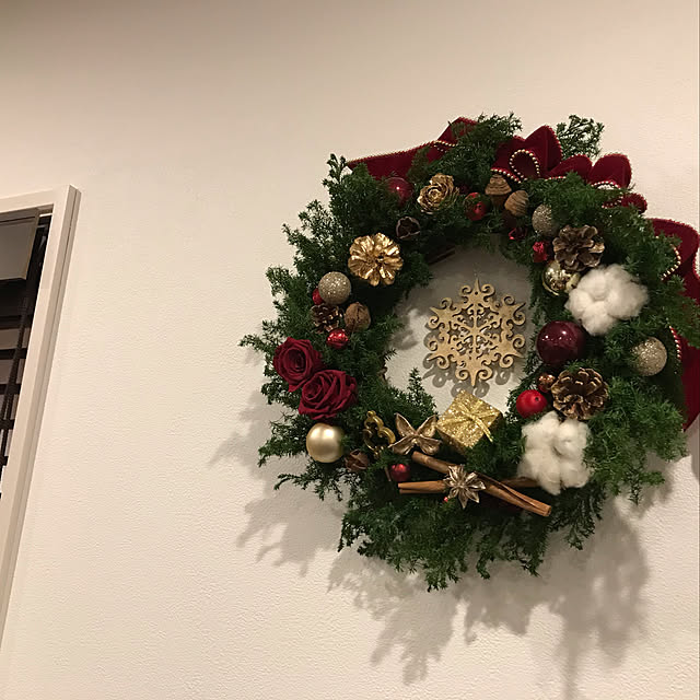 クリスマスリース/ハンドメイド/リビングのインテリア実例 - 2020-12-07 21:57:42