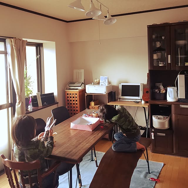 部屋全体/鉄脚ベンチ/鉄脚テーブル/実家から連れて帰ったモノ/BLUEBLUE...などのインテリア実例 - 2015-03-28 10:25:10