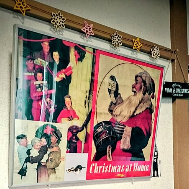 リビング/クリスマスディスプレイ/ノーマン・ロックウェル/セリアのインテリア実例 - 2016-12-14 09:20:33