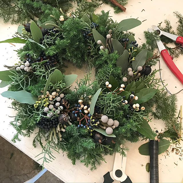 リース手作り/クリスマス/机のインテリア実例 - 2020-11-25 18:54:55