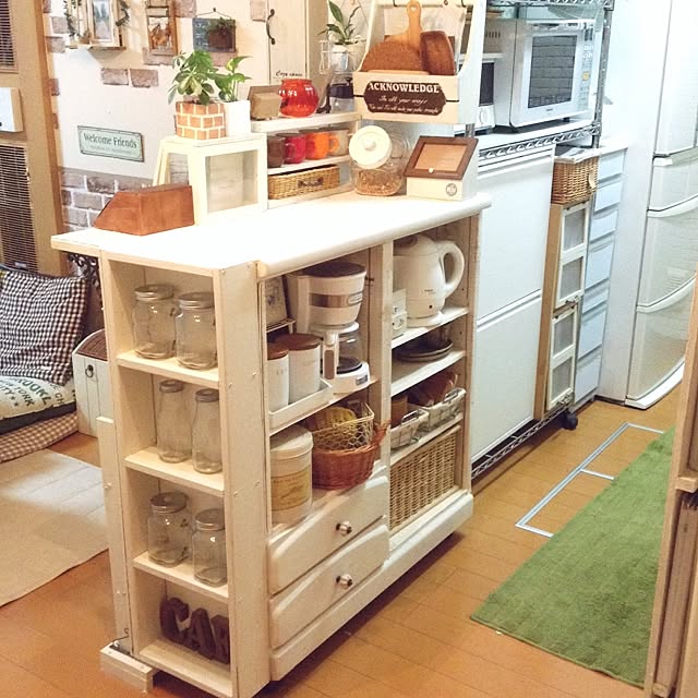 棚/メイソンジャー/食器棚リメイク/いつもいいね！ありがとうございます♪/雑貨屋風...などのインテリア実例 - 2016-10-20 19:39:34