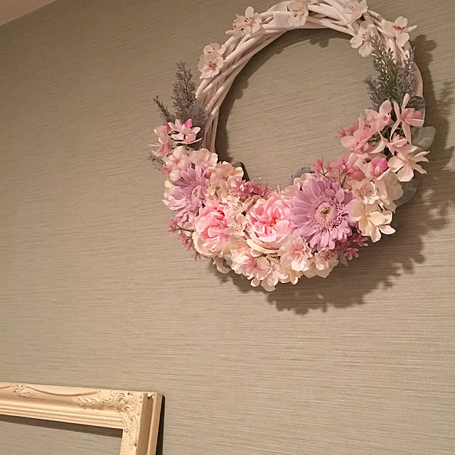 リース作り初心者/リース ハンドメイド/リース 手作り/フラワー/お花のある暮らし...などのインテリア実例 - 2021-02-04 17:13:12