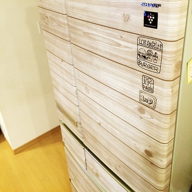 キッチン/冷蔵庫 カッティングシート/冷蔵庫リメイク/冷蔵庫/カントリー風...などのインテリア実例 - 2015-09-26 22:32:12