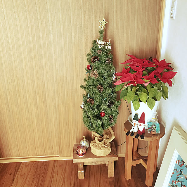 サンタさん人形/ポインセチア/クリスマスツリー/クリスマス/こどもと暮らす...などのインテリア実例 - 2020-12-23 09:38:46