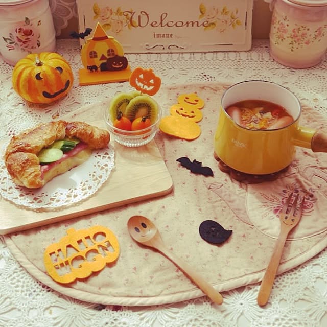 キッチン/ハロウィン/フェイクグリーン/ローラアシュレイ風/おうちカフェ...などのインテリア実例 - 2014-10-04 10:32:27