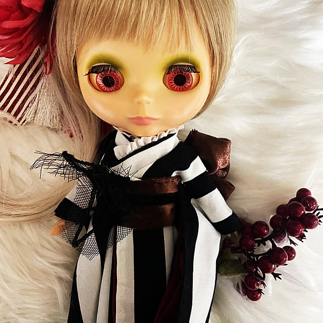 くろねこ呉服店『1/6 ブライス アイシードール 着物』ローズ柄