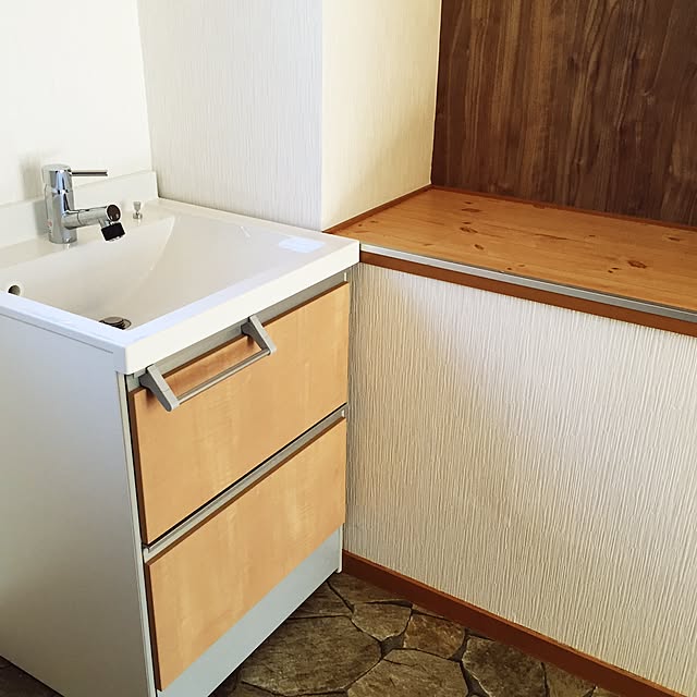 バス/トイレ/ウッド調クロス/石目タイル/カフェ風/リフォームのインテリア実例 - 2016-02-21 11:36:32