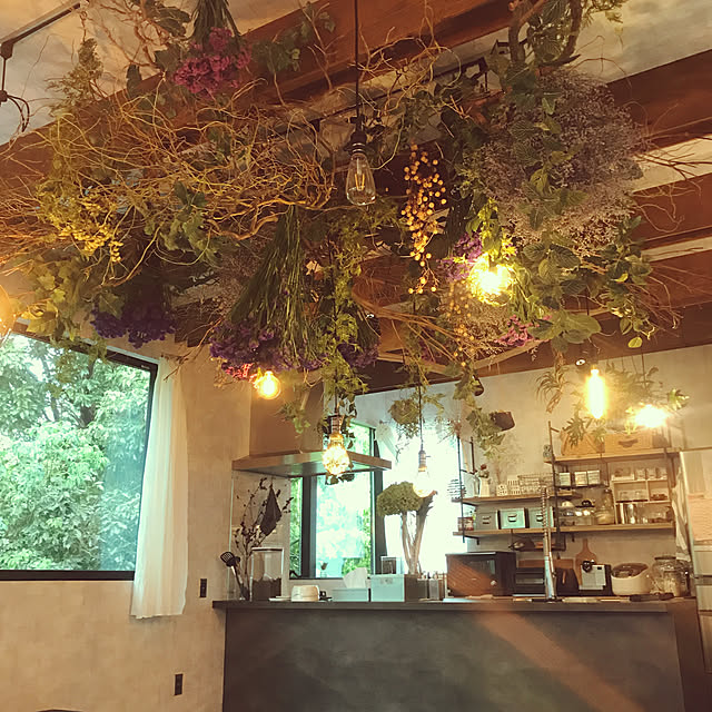 カフェ風/ドライフラワー/フェイクグリーン/観葉植物/照明...などのインテリア実例 - 2020-10-10 16:05:42