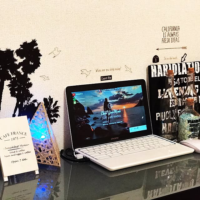 机/100均/ダイソー/モノトーン/カフェ風のインテリア実例 - 2017-07-02 21:36:45