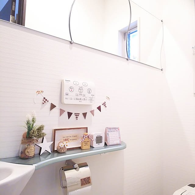 バス/トイレ/いつもいいねやコメありがとうございます♡/コメントお気遣いなく(⁎ᴗ͈ˬᴗ͈⁎)/トイレの壁/トイレの棚のインテリア実例 - 2020-06-06 15:11:47