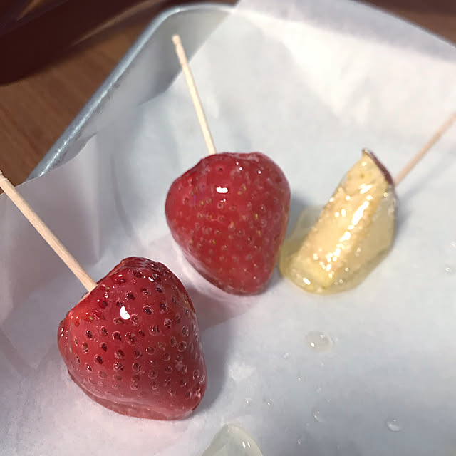 旬ないちごを楽しむ/りんご飴/いちご飴/お祭り気分/家の中でできる事...などのインテリア実例 - 2020-03-11 21:41:38