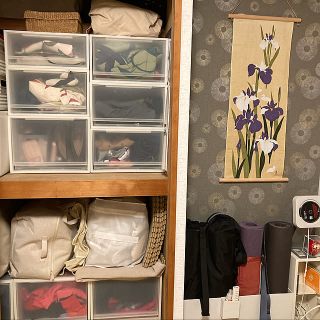押入れ収納/無印良品/サンゲツの壁紙/無印良品　収納用品/ヨガマット収納...などのインテリア実例 - 2022-05-19 21:27:01