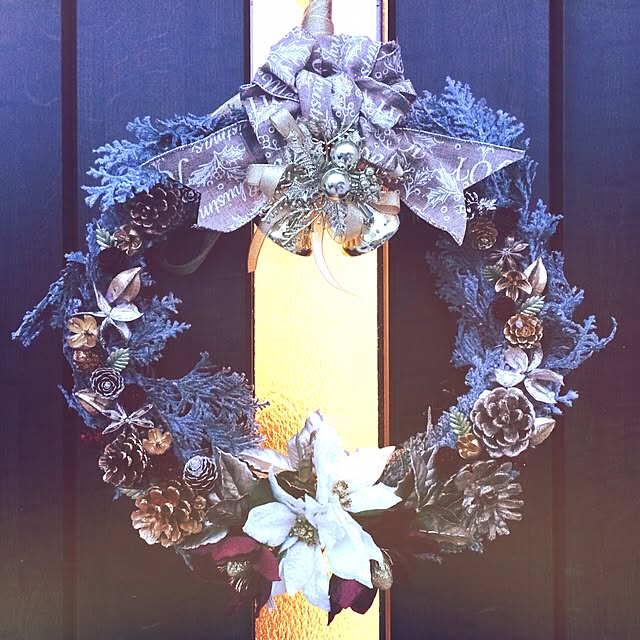 玄関/入り口/シック/大人Christmas/手作りリースのインテリア実例 - 2015-12-09 17:50:31